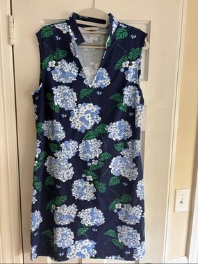 MAHI GOLD Navy Floral Hydrangea Sleeveless Mini Dress